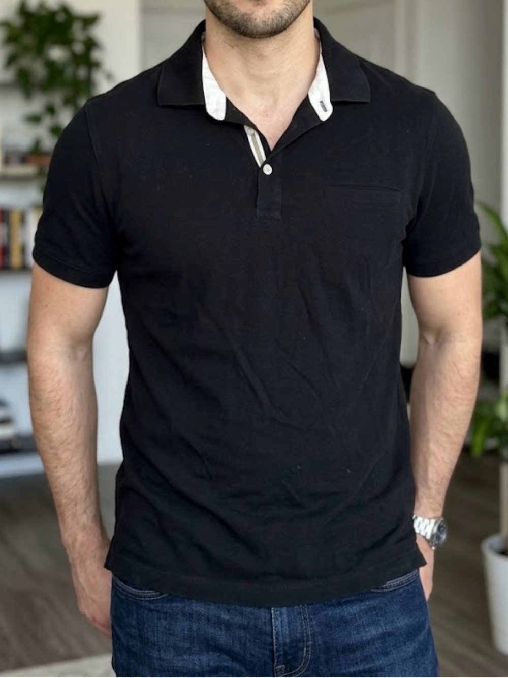 Preloved Men’s Banana Republic Polo Black Medium
